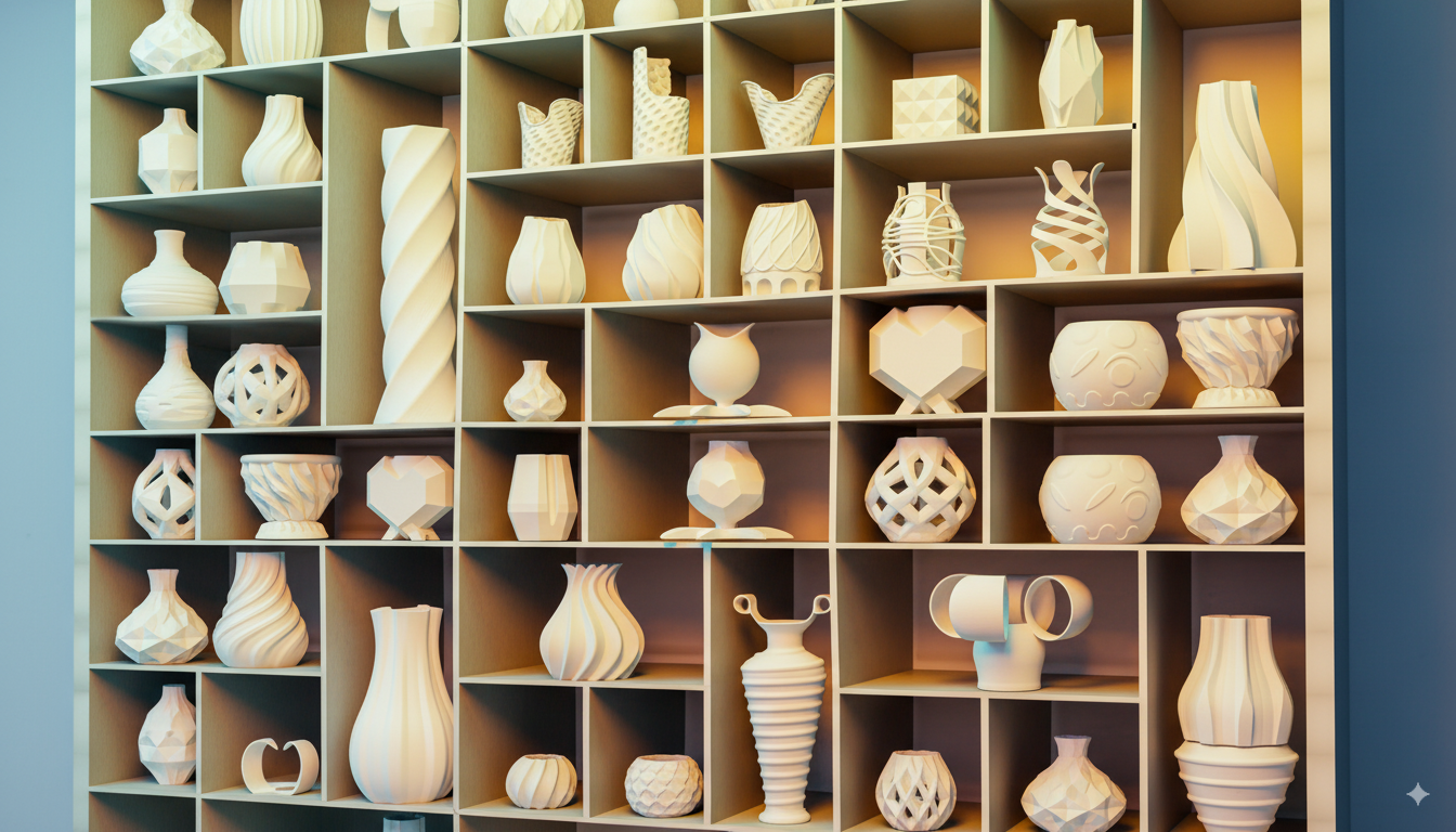 3D-gedruckte Interior-Dekoration mit organischen Formen