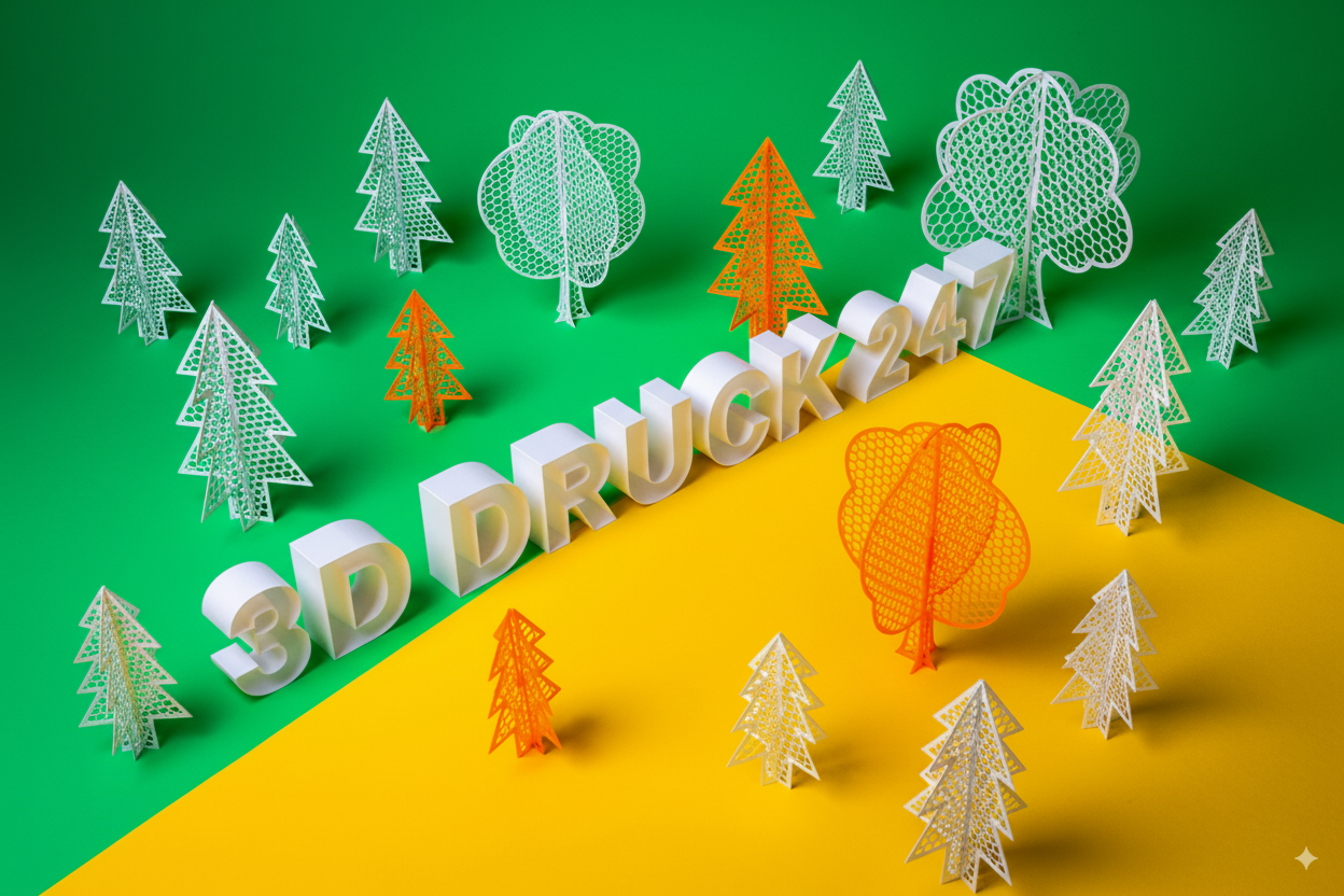 Freistehender 3D-gedruckter Schriftzug in Firmenfarben